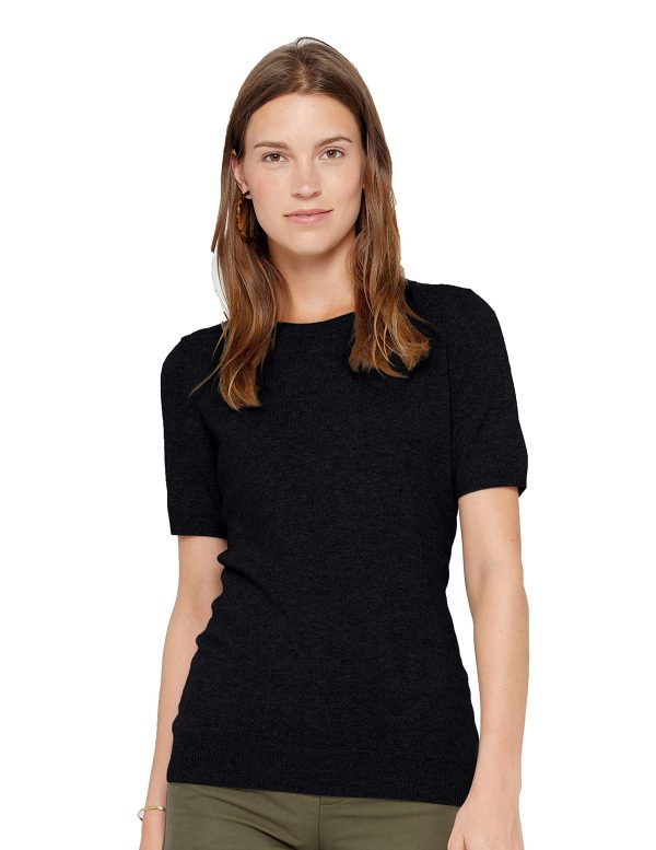 Women’s Essential Short Sleeve Crewneck Sweater 100% Pure Cashmere Classic Tee Pullover
