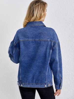Jean Jacket for Women, Oversize Trendy Denim Jacket, Women's Loose Long Boyfriend Jean Jackets Coat