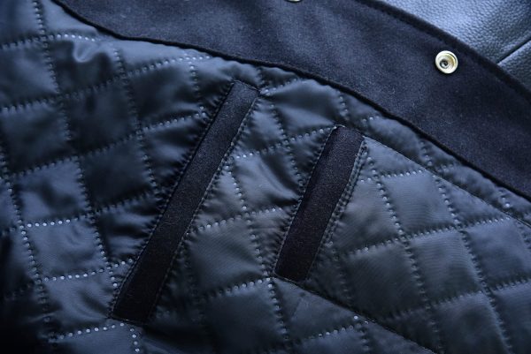 Varsity Letterman Baseball Bomber Retro Vintage Jacket Solid Black Wool Black Genuine Leather Sleeves
