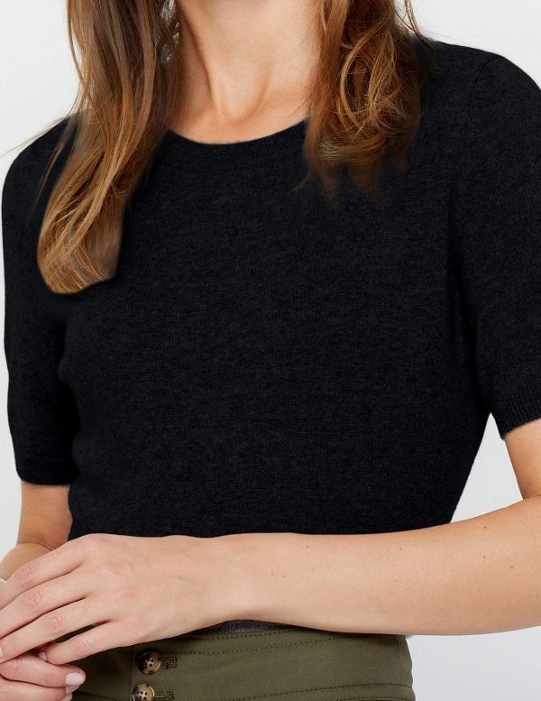 Women’s Essential Short Sleeve Crewneck Sweater 100% Pure Cashmere Classic Tee Pullover