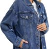 Jean Jacket for Women, Oversize Trendy Denim Jacket, Women's Loose Long Boyfriend Jean Jackets Coat