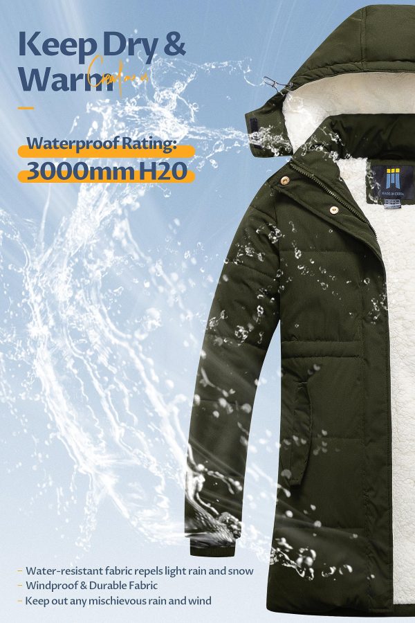 Women's Thicken Sherpa Winter Coat Puffy Warm Snow Jacket With Removable Hood