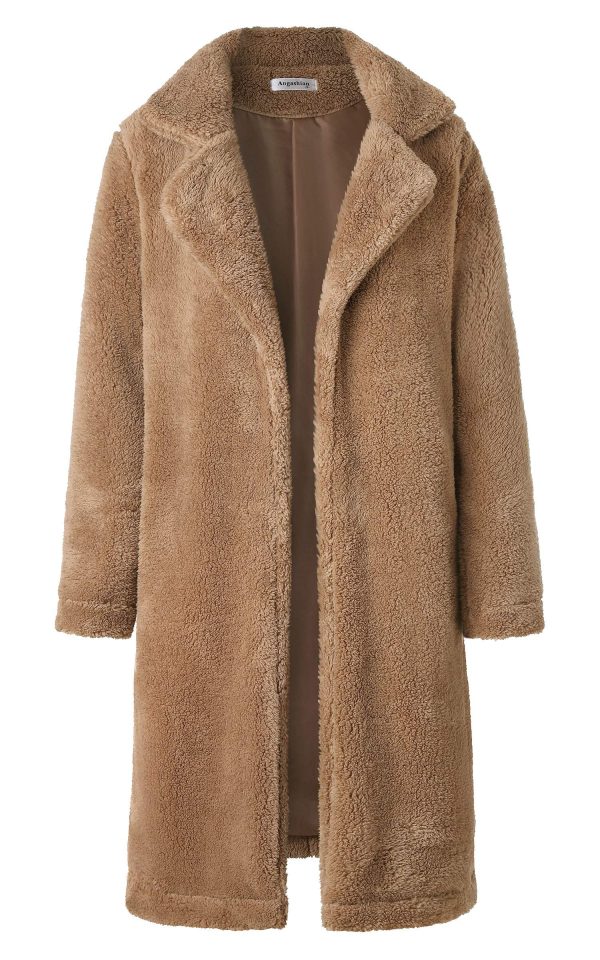 Women's Fuzzy Fleece Lapel Open Front Long Cardigan Coat Faux Fur Warm Winter Outwear Jackets