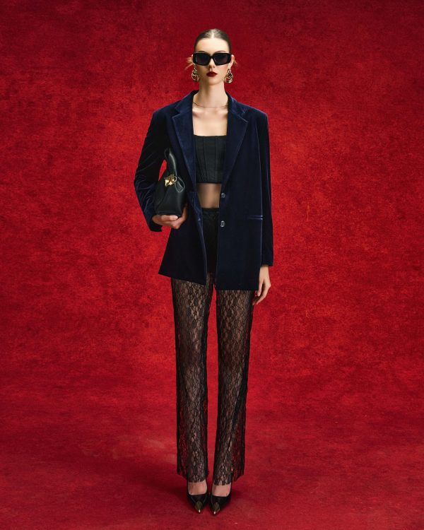 Velvet Womens Blazer, Trendy Oversized Fit, Long Sleeve Blazers for Women, Office Attire, Business Casual, Work Clothes
