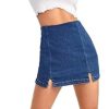 Women's Casual Split Hem High Waist Denim Skorts Skirt Shorts